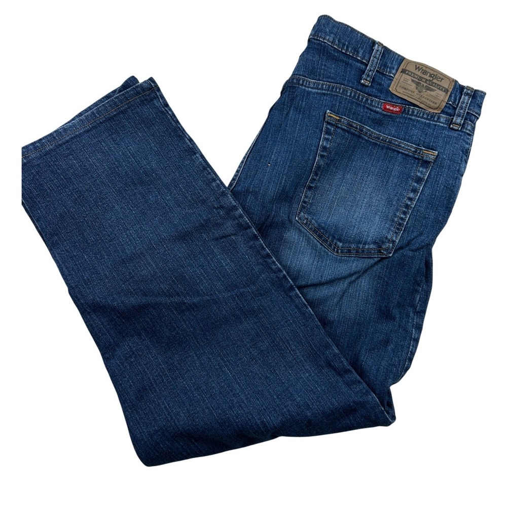 Wrangler Mens Regular Fit Jeans 42x29 Dark Wash Stretch Straight Leg 96FXVSD